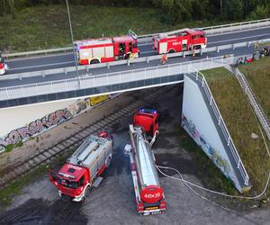 Pożar dzikiego wysypiska śmieci w Dąbrowie Górniczej