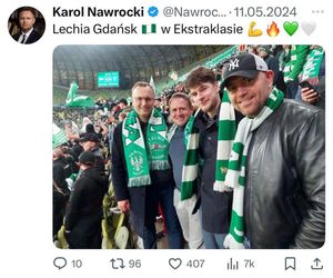 Politycy fani Lechii Gdańsk: Tusk, Wałęsa, Nawrocki, Kurski