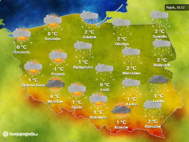 Pogoda piątek 10.12