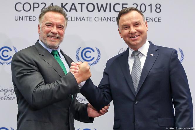 Andrzej Duda i Arnold Schwarzenegger COP24