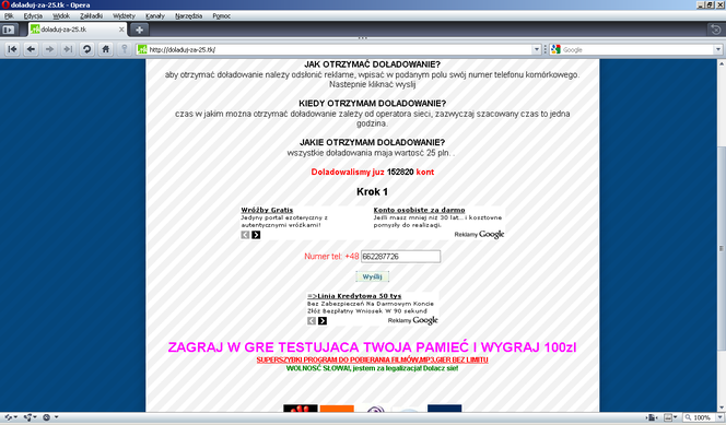 http://doladuj-za-25.tk - spam na NK i Śledziku