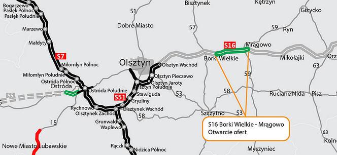 Droga ekspresowa S16 na odcinku Borki Wielkie - Mrągowo 