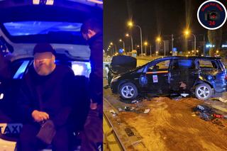 Horror przy Dworcu Gdańskim. Taksówka z pasażerką wywróciła się na wiadukcie