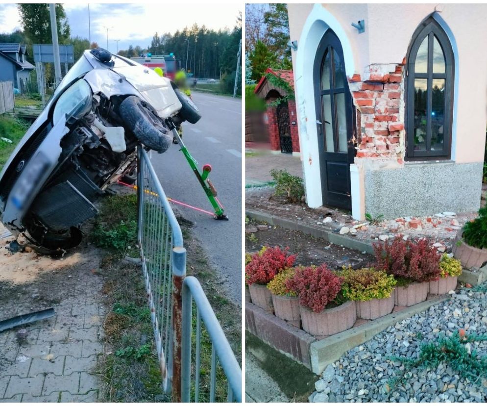 Samochód osobowy uderzył w kapliczkę w Lasach w pow. kraśnickim