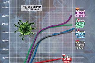 Koronawirus w Polsce. Wykresy, grafiki, statystyki (6 sierpnia)