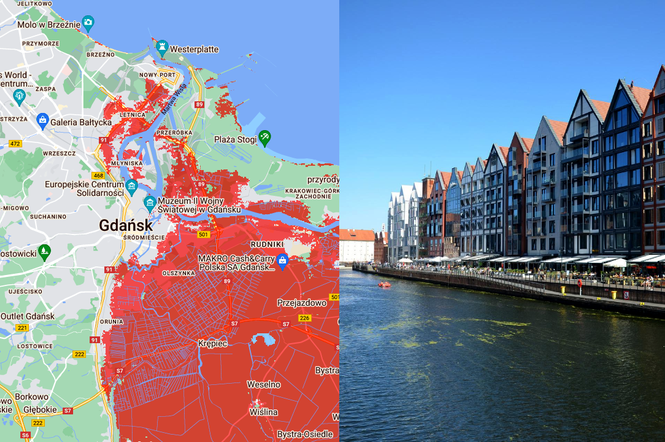 Gdańsk 10 miast zaleje woda