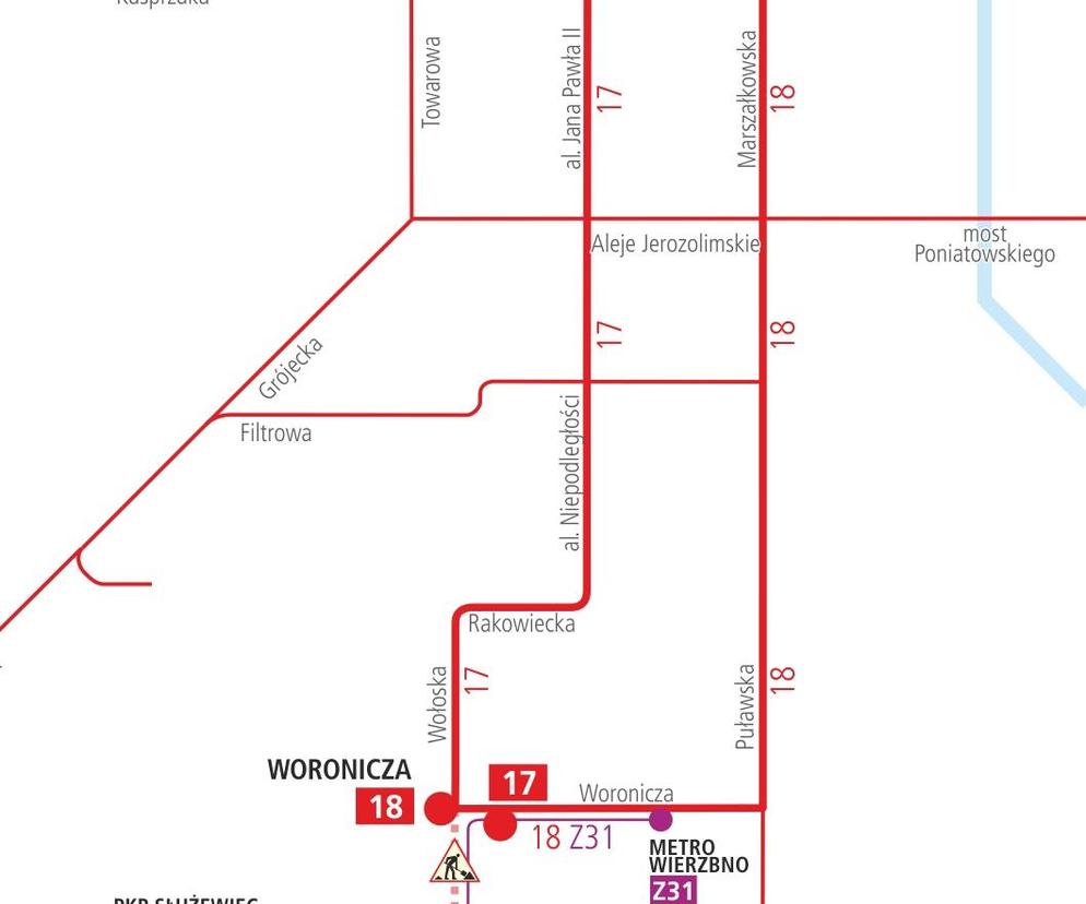 Objazdy dla tramwajów na Służewcu