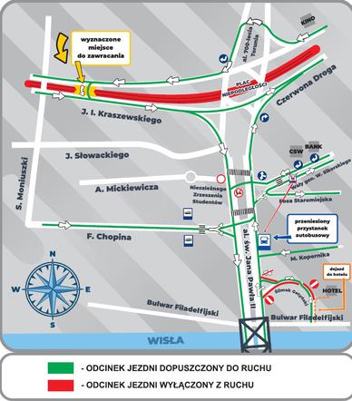 Uwaga kierowcy - od jutra (08.08.) sporo zmian w centrum Torunia [MAPA]