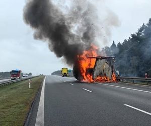 Pożar na S5 koło Leszna. Zapaliła się naczepa