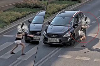 Weszła na przejście, patrząc w telefon, ale volvo nie zwolniło! Szokujące nagranie. Kierujący uciekł