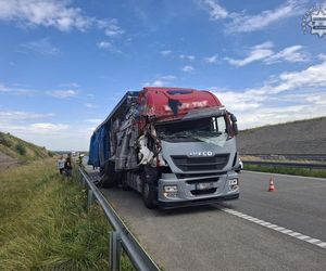 Wypadek na autostradzie A1. Zderzyły się ciężarówki
