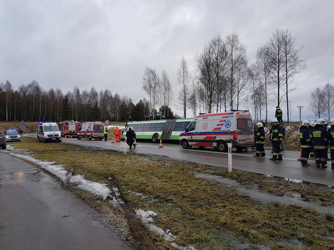 Łyski. Wypadek autobusu pod Białymstokiem. 9 osób rannych. Do szpitala trafiło 3 dzieci