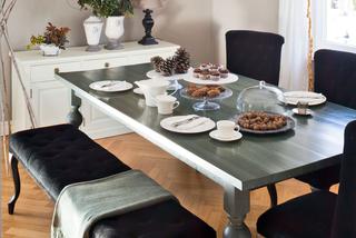 Srebrny stół w stylu glamour