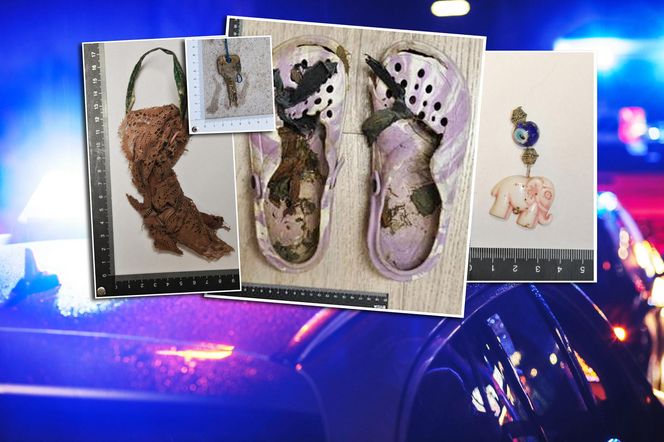 Ubrany szkielet kobiety na kamieniu tuż przy potoku. Natknęła się na niego turystka