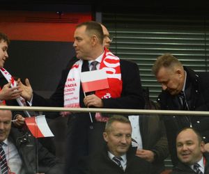 Karol Nawrocki na meczu Polska - Holandia