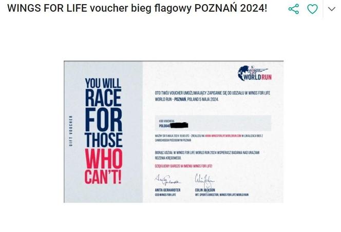 Voucher na bieg Wings For Life World Run 2024 w Poznaniu