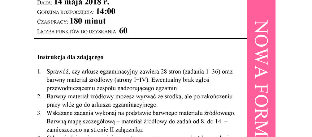 Matura 2018 - Geografia poziom rozszerzony. Arkusze egzaminacyjne