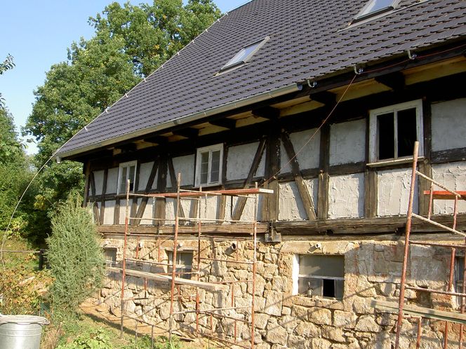 Remont domu szachulcowego w Płóczkach Górnych (Dolny Śląsk)