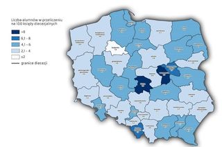Ile ludzi chodzi do kościoła w województwie śląskim MAPY