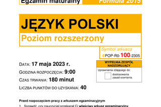 Język polski rozszerzony matura 2023 - ARKUSZ CKE