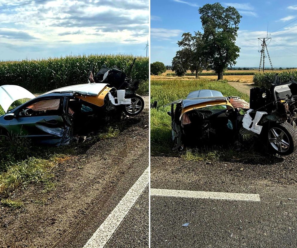 Żerdziny. Honda rozpadła się na pół w czasie wypadku. Trzy osoby ranne [ZDJĘCIA].