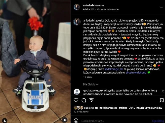 Roczek synka Anny Derbiszewskiej 