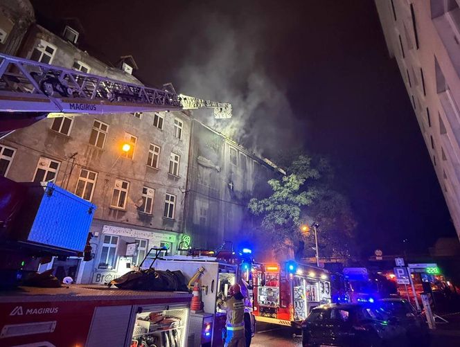 Pożar kamienicy w centrum Katowic