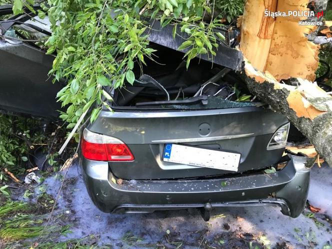 Straszny wypadek w Katowicach. Rozbił BMW w drobny mak! Kierowca w szpitalu
