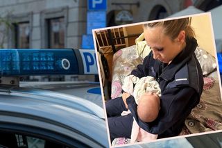 Policjanci ruszyli na pomoc dwójce dzieci. Funkcjonariuszka nakarmiła 2-miesięczną dziewczynkę