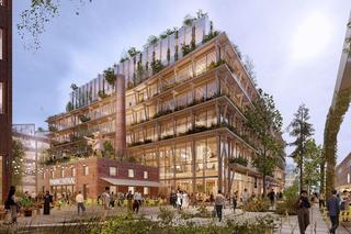 Wood City w Sztokholmie w Szwecji. Wizualizacja