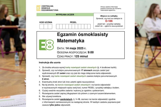 Egzamin ósmoklasisty matematyka 2025. PDF ODPOWIEDZI naniesione na arkusz CKE. Poprawne rozwiązania eksperta do zadań