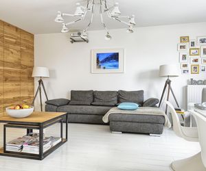 Ściana w salonie: malowanie, tapeta, sztukateria, beton, drewno