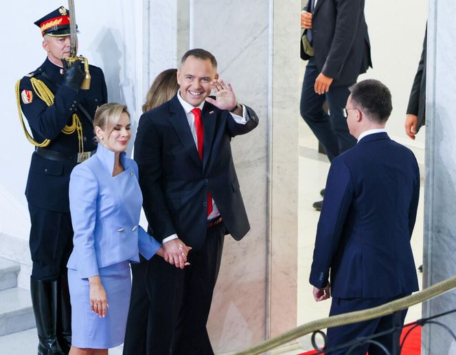 Marta Nawrocka cała na niebiesko zachwyciła w Sejmie  