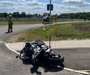 Wypadek motocyklisty i dziecka na rowerze
