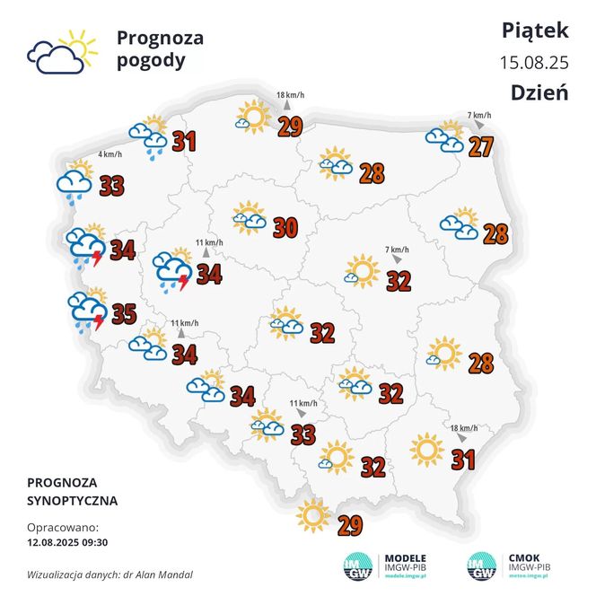 Pogoda IMGW na długi weekend - piątek, 15 sierpnia