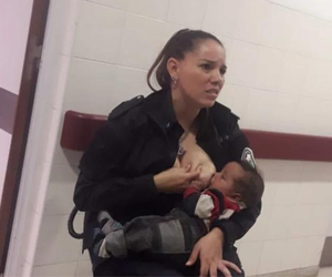 Policjantka nakarmiła porzucone niemowlę własną piersią. Nie przeszkadzał brud i zapach