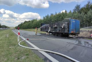 Pożar TIRa na autostradzie A4 w Mysłowicach