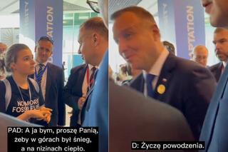 Aktywistka zaatakowała Andrzeja Dudę. Prezydent ripostował: A ja bym chciał, żeby w górach był śnieg [NAGRANIE]
