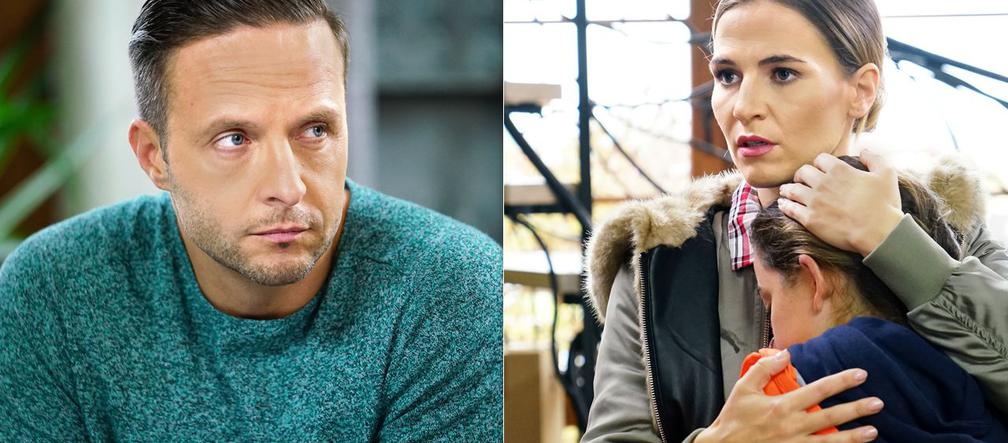 Barwy szczęścia odcinek 1820. Magda (Honorata Witańska), Sebastian (Kacper Krupski), Luiza (Julia Zielińska)