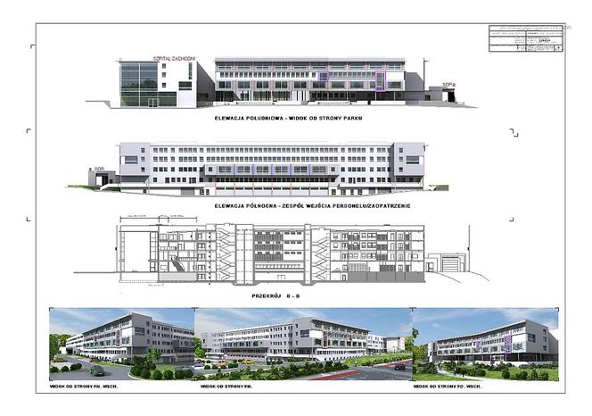 Szpital Złotniki – elewacja południowa i północna