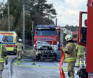 Truskaw. Auto stanęło w ogniu, kierowca się palił