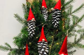 Skrzaty świąteczne z szyszek