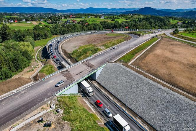 Plac budowy S1 Przybędza - Milówka, sierpień 2024