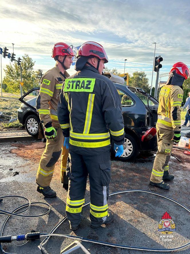 Wypadek na skrzyżowaniu Chrobrego z Trasą Prezydenta Władysława Raczkiewicza w Toruniu