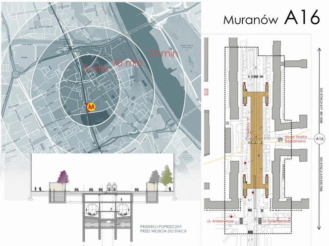 Linia M1 – metro Muranów, strefa dojścia