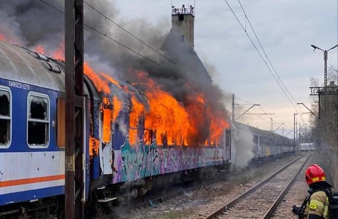 Pożar wagonów kolejowych w Bieżanowie