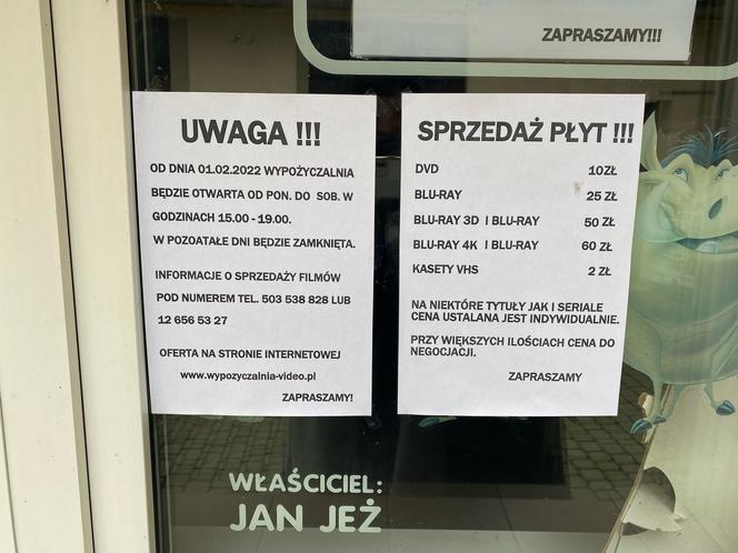 Godziny otwarcia wypożyczalni przy ulicy Kalwaryjskiej 20 w Krakowie. 