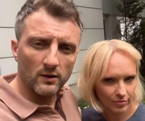 M jak miłość nowy sezon. Bartek (Arkadiusz Smoleński), Dorota (Iwona Rejzner) na planie