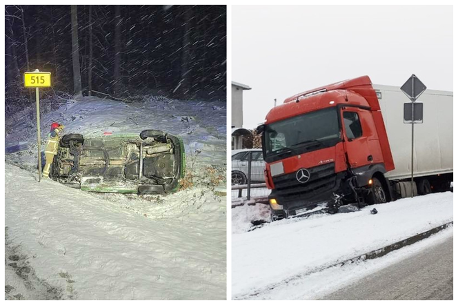 Zima na iławskich drogach, zaskoczyła... kierowców
