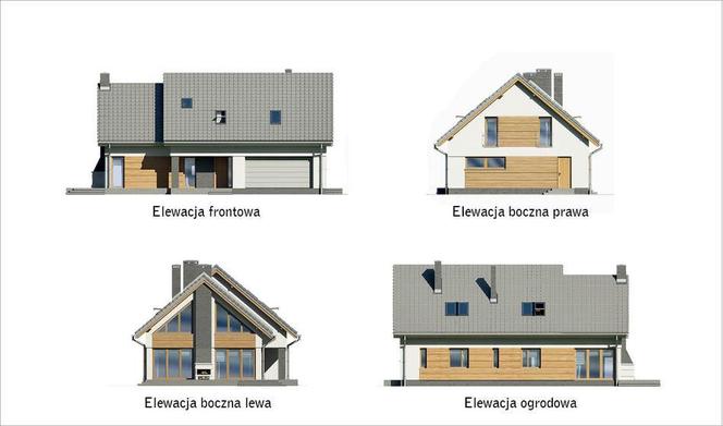 Projekt domu M210 Jasna przestrzeń z katalogu Muratora - wizualizacje, plany, rysunek, aranżacje